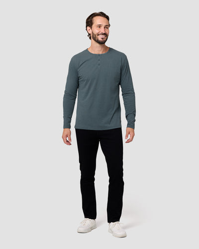 Long Sleeve Henley Tee - Non-Branded-Indigo-Regular-Full--Model---L