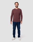 Long Sleeve Henley Tee - Non-Branded-Maroon-Regular-Full--Model---L