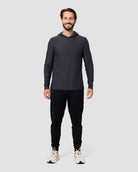 Long Sleeve Hooded Active Tee - Non-Branded-Charcoal-Regular-Full--Model---L
