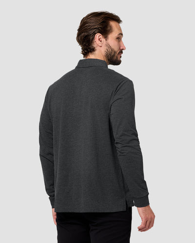 Long Sleeve Polo - Non-Branded-Charcoal-Tall-Regular-Back--Model---L