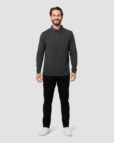Long Sleeve Polo - Non-Branded-Charcoal-Reg-Regular-Full--Model---L