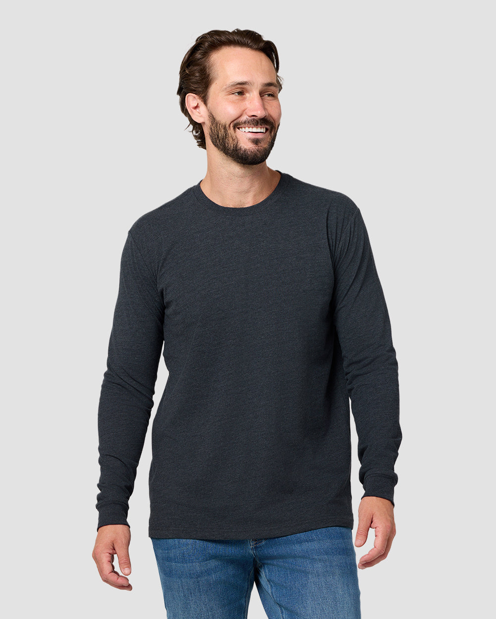 Long Sleeve Tee - Non-Branded-Charcoal-Reg-Regular-Front--Model---L