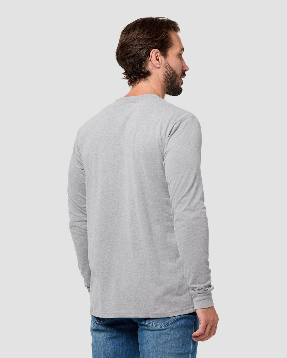 Long Sleeve Tee - Non-Branded-Grey-Tall-Regular-Back--Model---L