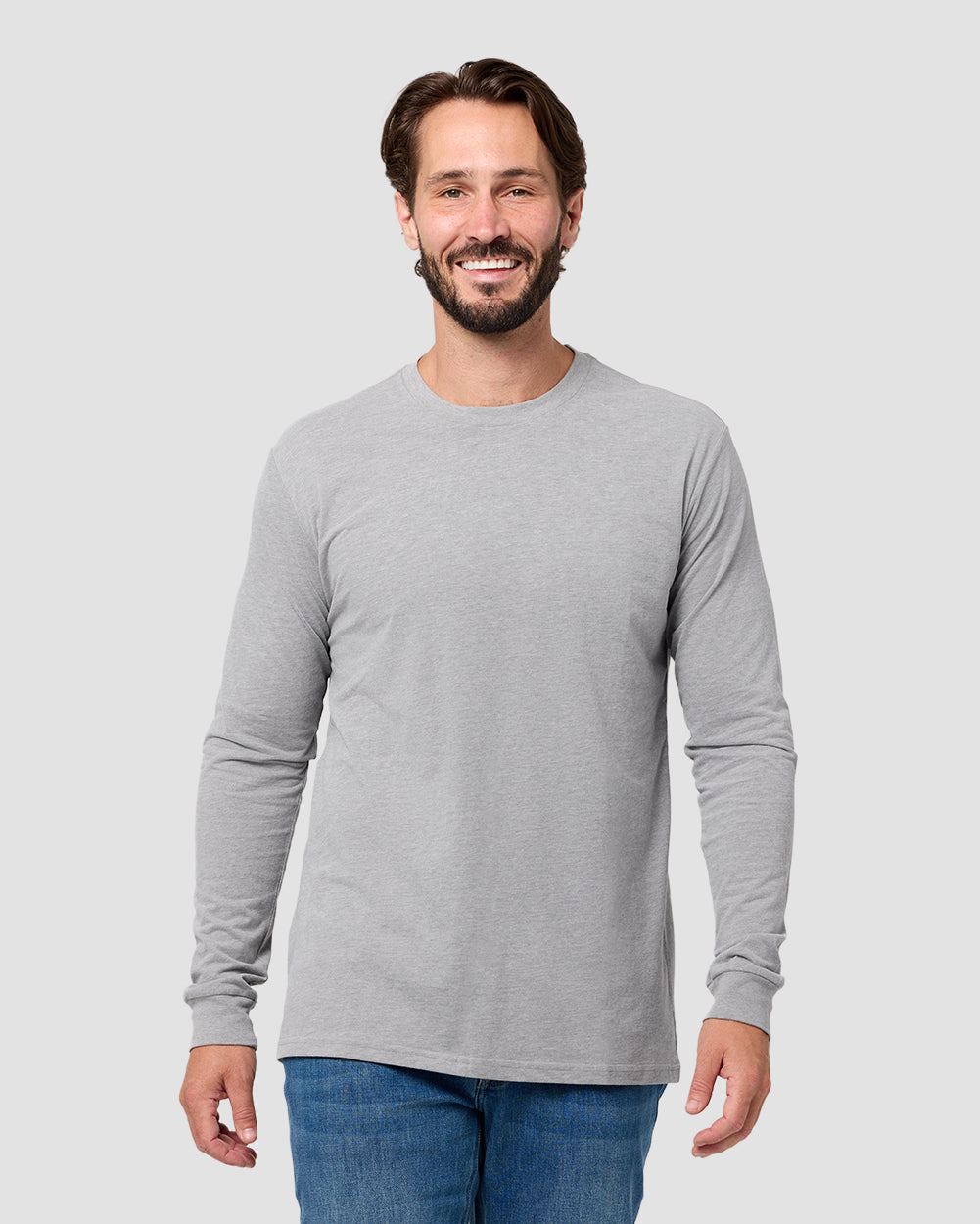Long Sleeve Tee - Non-Branded-Grey-Tall-Regular-Front--Model---L