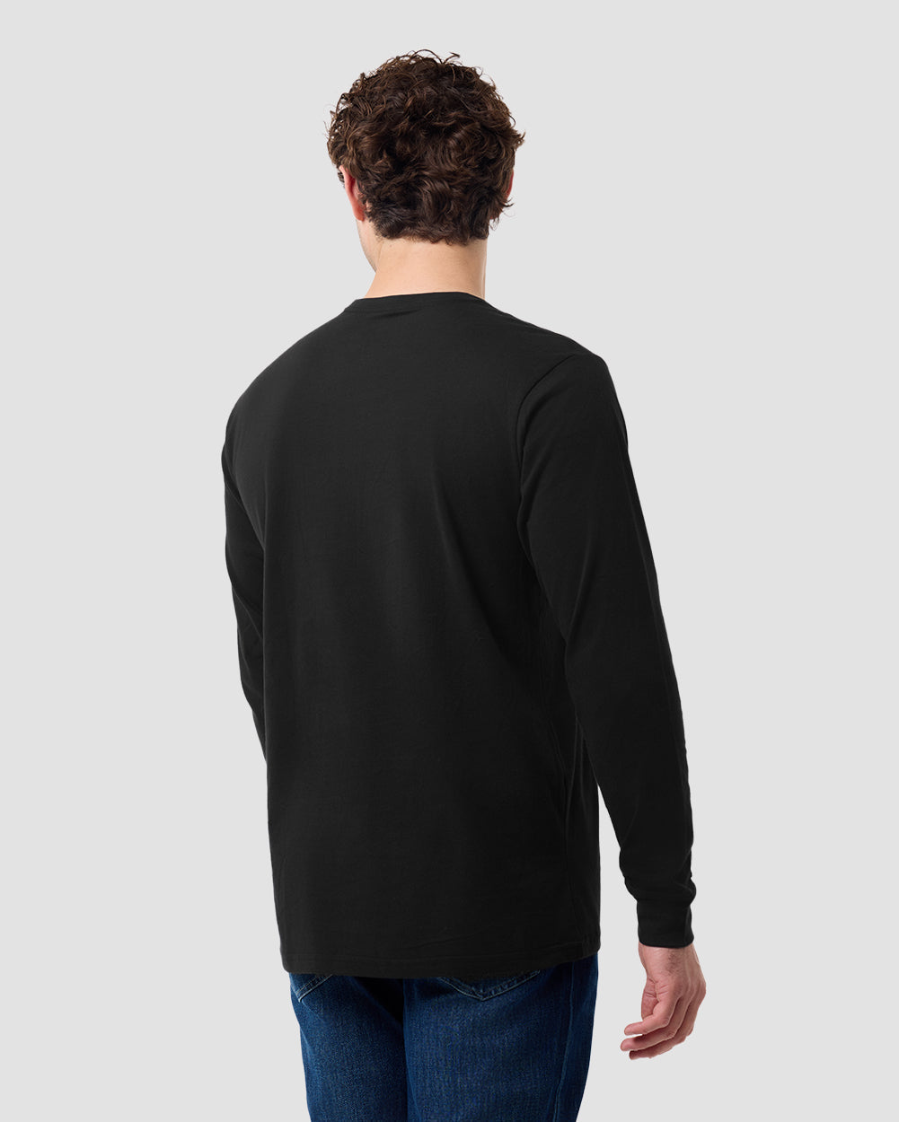 Long Sleeve Tee-Black-Tall-Regular-Back--Model---L