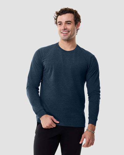 Long Sleeve Tee - Non-Branded-Navy-Front-Regular--Model---L