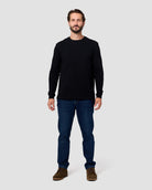 Long Sleeve Waffle Knit Crew - Non-Branded-Black-Reg-Regular-Full--Model---L