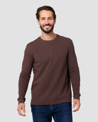 Long Sleeve Waffle Knit Crew - Non-Branded-Brown-Reg-Regular-Front--Model---L