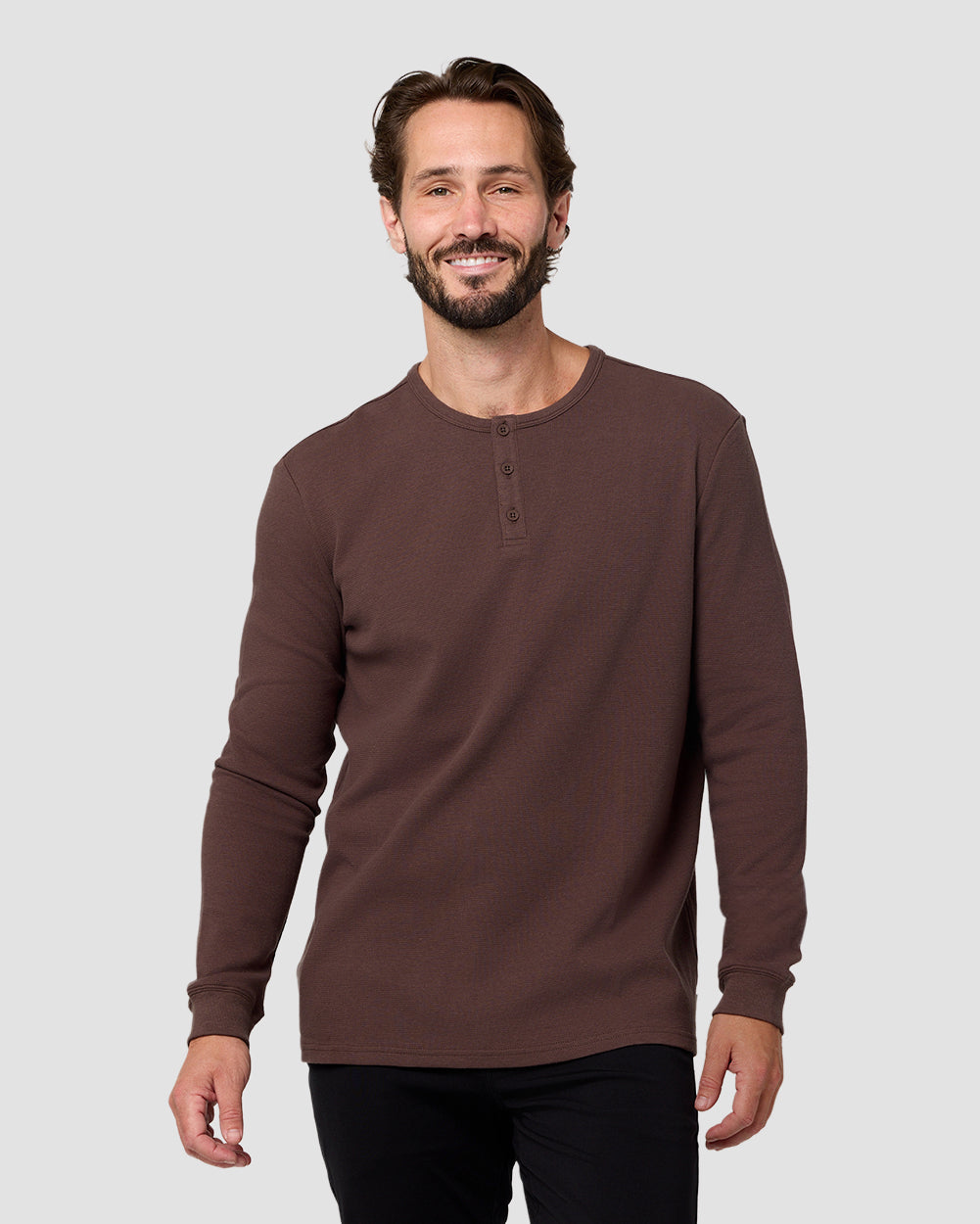 Long Sleeve Waffle Knit Henley – INTO THE AM