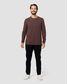 Long Sleeve Waffle Knit Henley-Brown-Regular-Full--Model---L