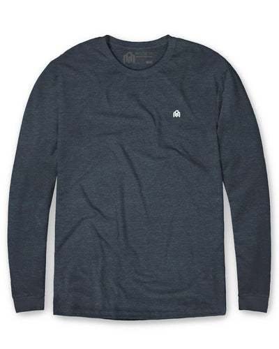 Basic Long Sleeve Tee-Navy-Front