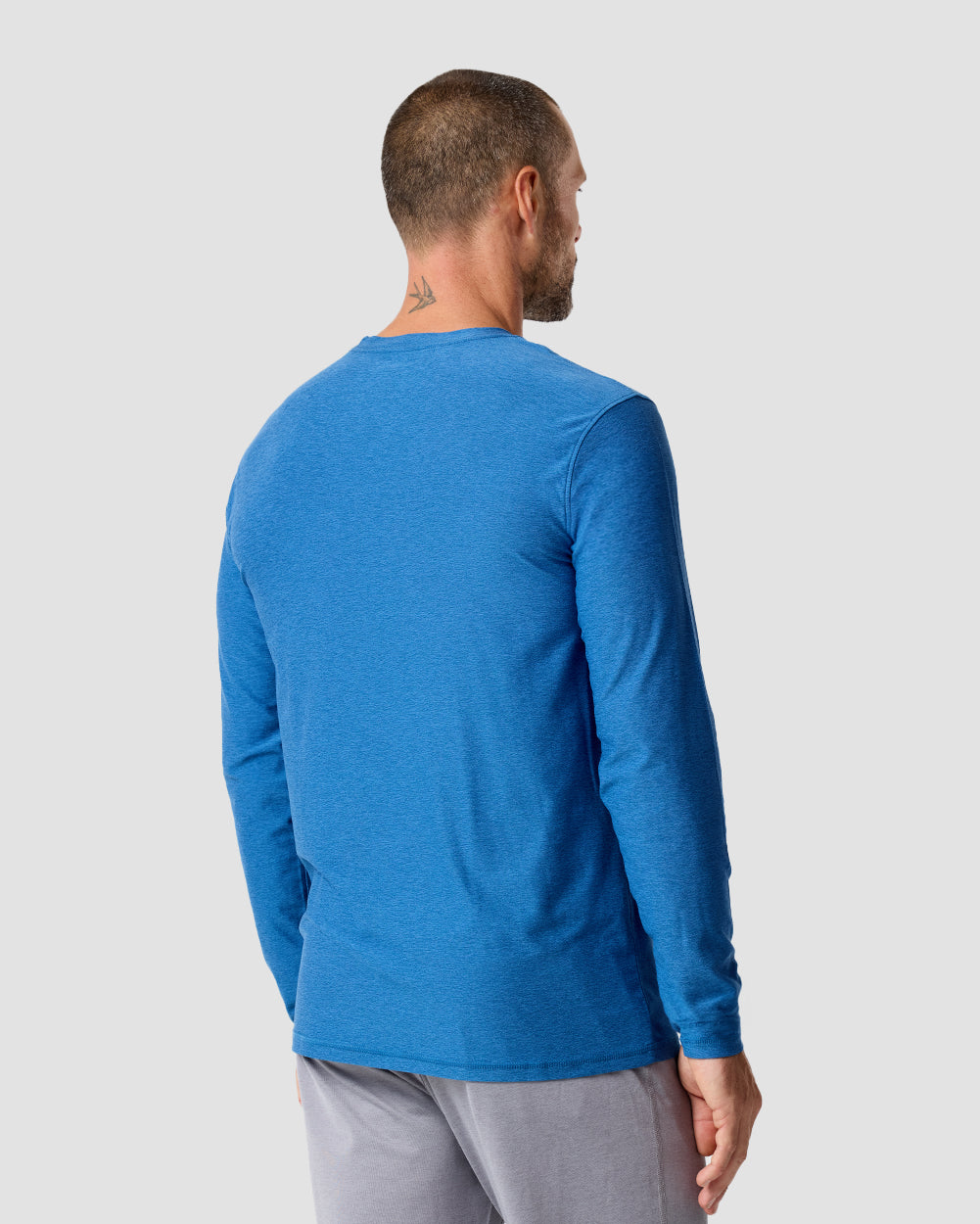 Long Sleeve Active Tee - Non-Branded-Cool Blue-Regular-Back--Model---L