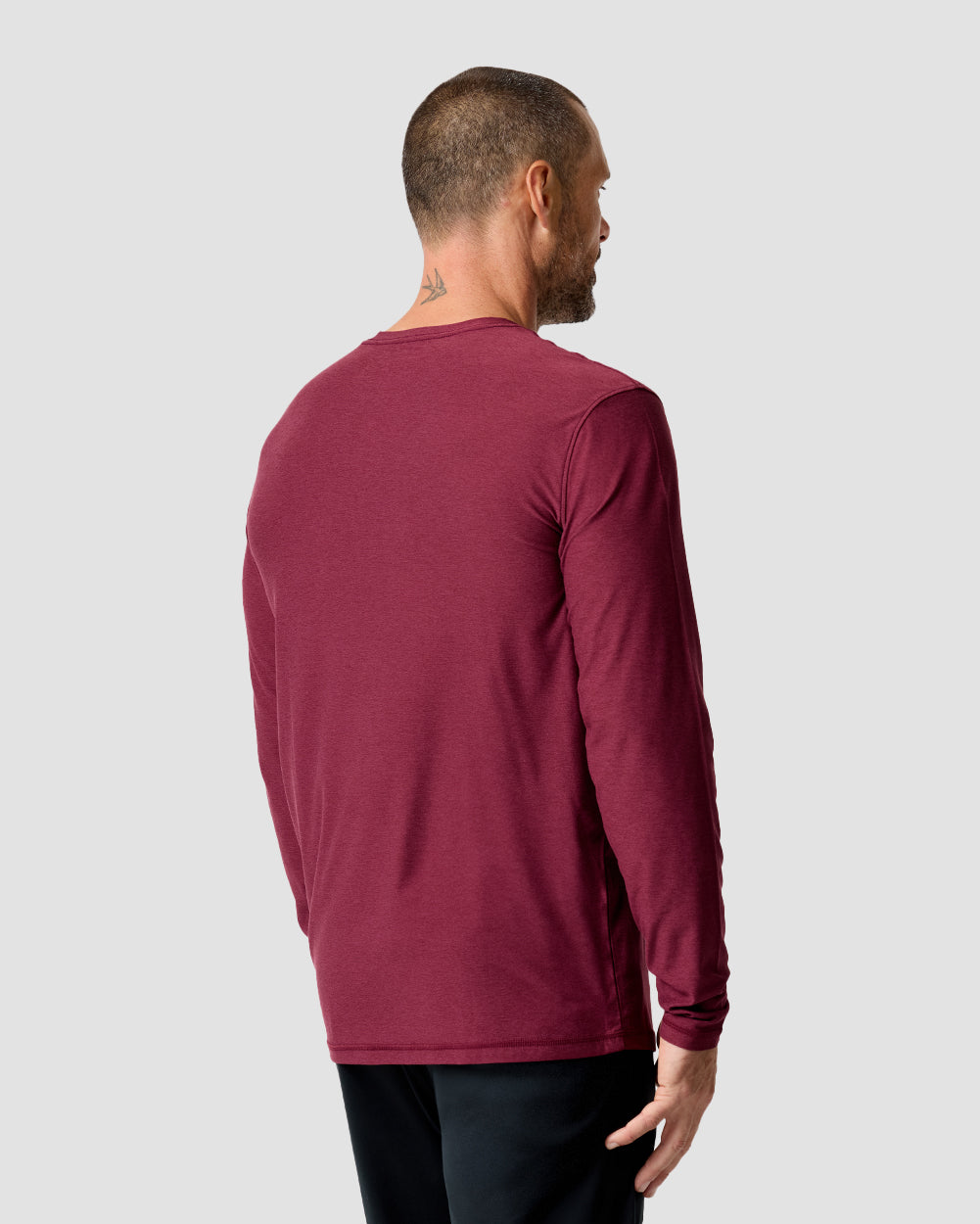 Long Sleeve Active Tee - Non-Branded-Dark Maroon-Regular-Back--Model---L
