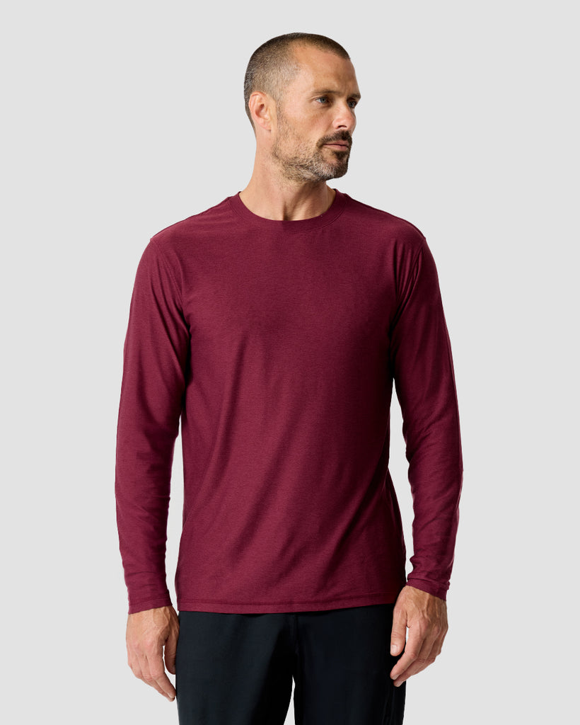 Long Sleeve Active Tee - Non-Branded-Dark Maroon-Regular-Front--Zac---L