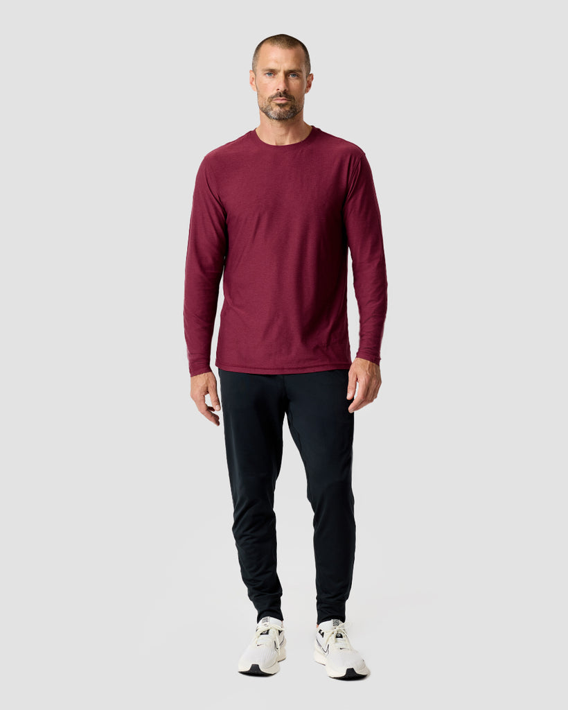 Long Sleeve Active Tee - Non-Branded-Dark Maroon-Regular-Full--Zac---L