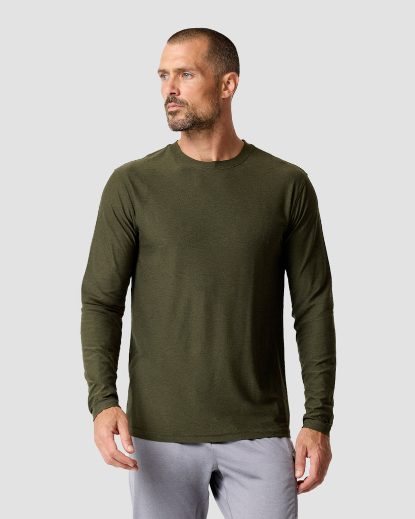 Long Sleeve Active Tee - Non-Branded-Midnight Olive-Regular-Front--Zac---L