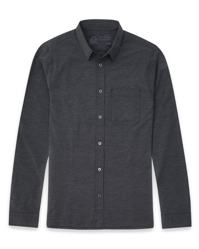 Long Sleeve Button Up-Black Heather-Front