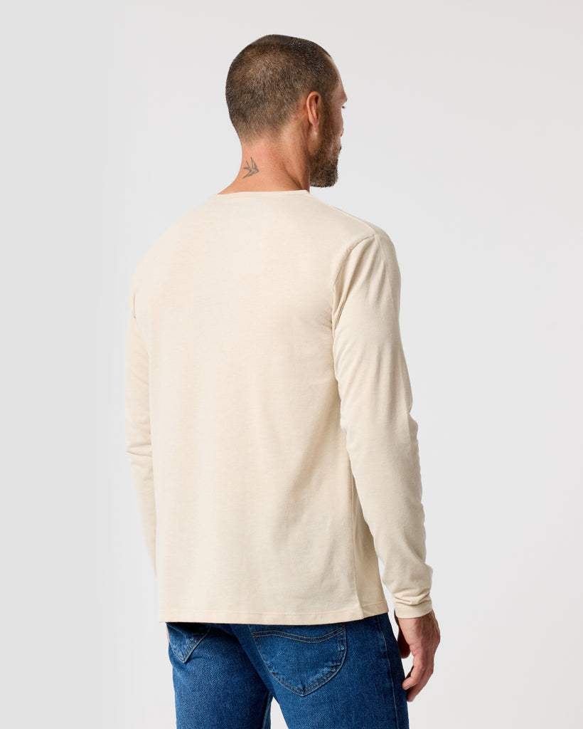 Long Sleeve Henley Tee - Non-Branded-Cream-Regular-Back--Zac---L