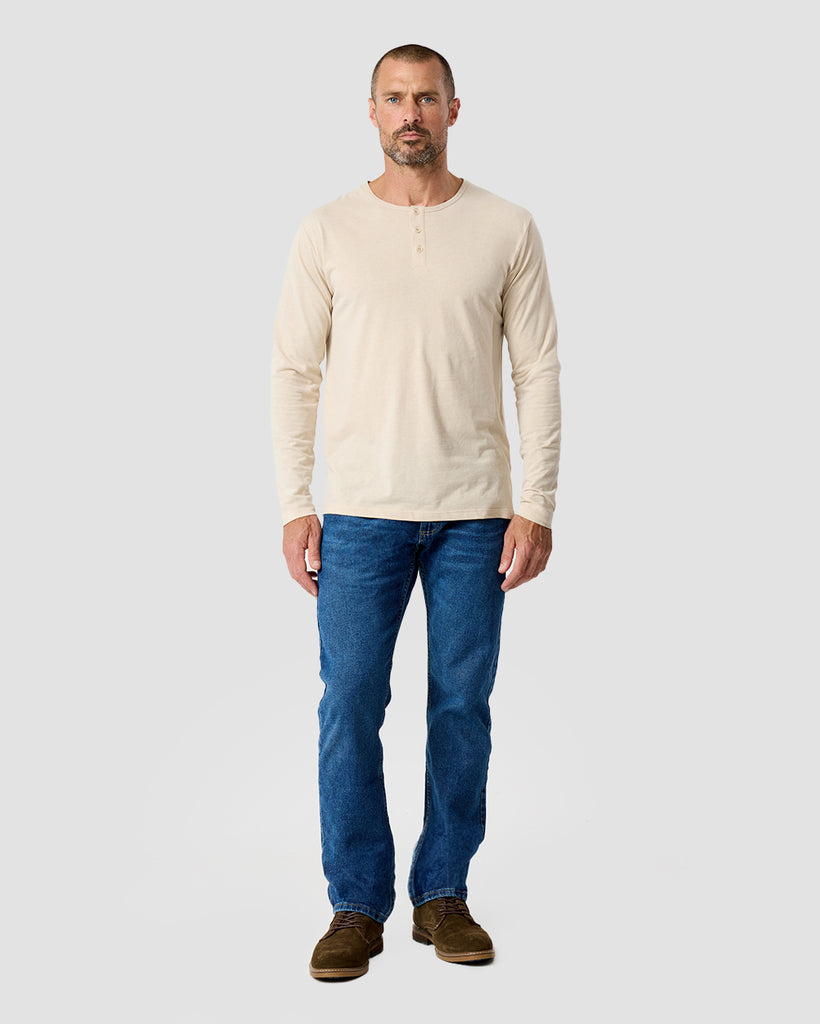 Long Sleeve Henley Tee - Non-Branded-Cream-Regular-Full--Zac---L