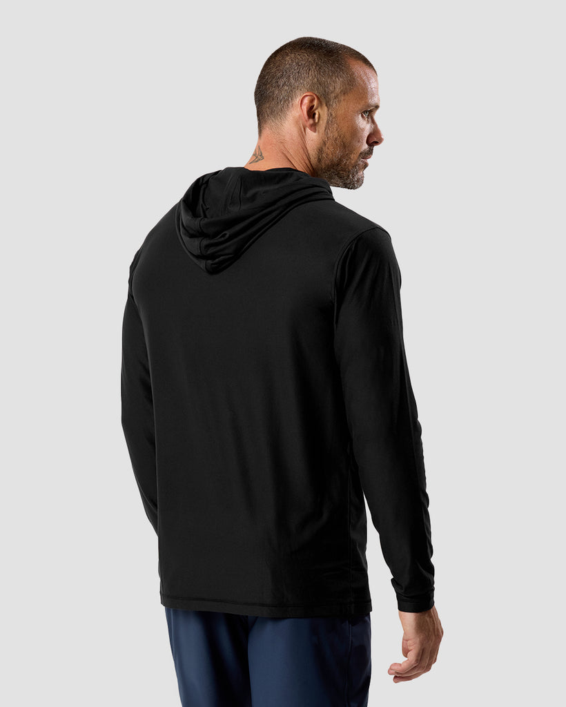 Long Sleeve Hooded Active Tee - Non-Branded-Black-Regular-Back--Zac---L