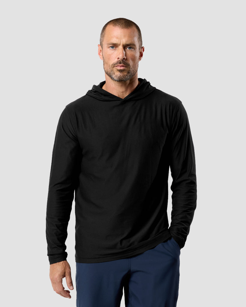 Long Sleeve Hooded Active Tee - Non-Branded-Black-Regular-Front--Zac---L