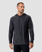 Long Sleeve Hooded Active Tee-Charcoal-Regular-Front--Model---L