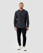 Long Sleeve Hooded Active Tee-Charcoal-Regular-Full--Model---L