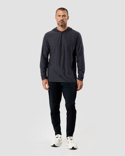 Long Sleeve Hooded Active Tee-Charcoal-Regular-Full--Model---L