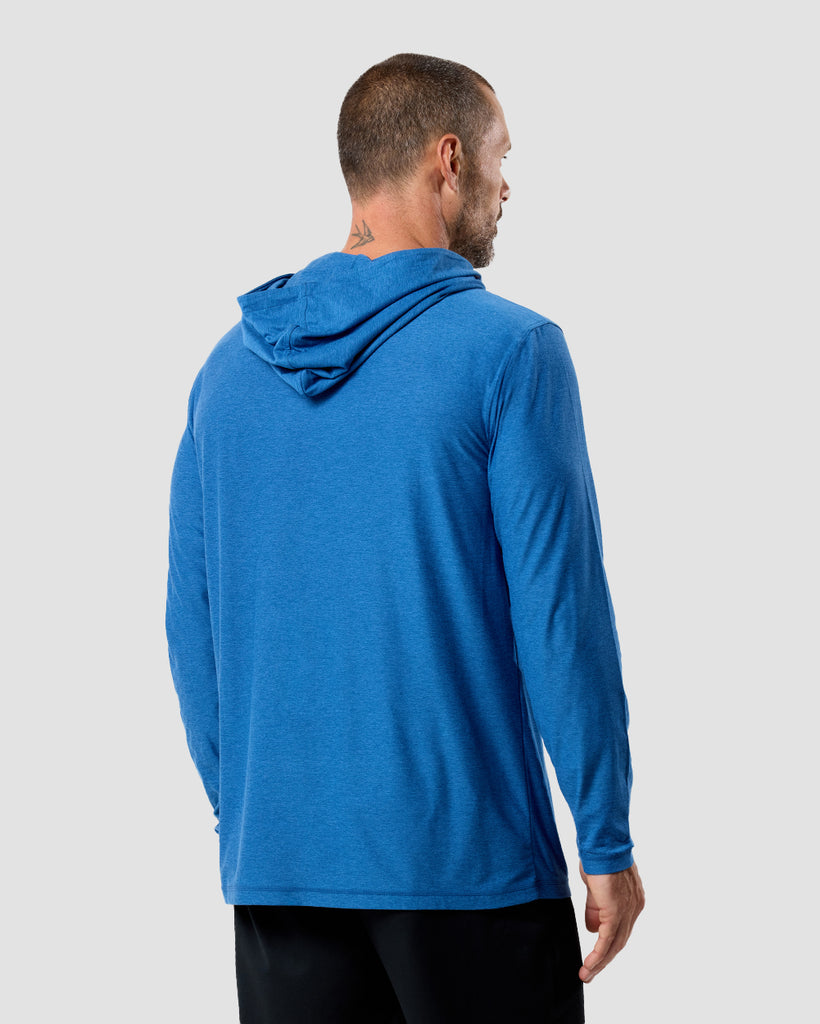 Long Sleeve Hooded Active Tee - Non-Branded-Cool Blue-Regular-Back--Zac---L