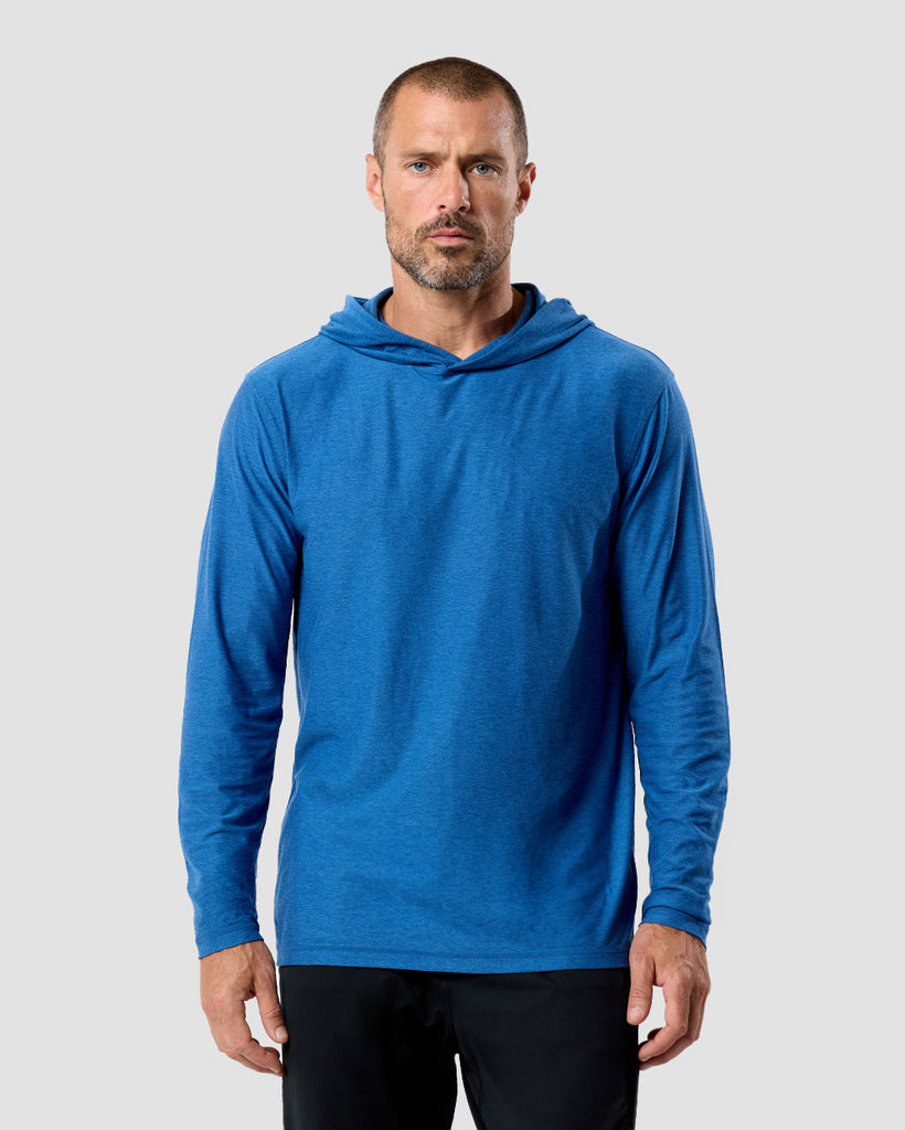 Long Sleeve Hooded Active Tee - Non-Branded-Cool Blue-Regular-Front--Zac---L