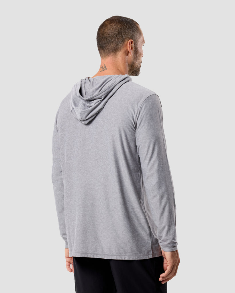 Long Sleeve Hooded Active Tee - Non-Branded-Grey-Regular-Back--Zac---L