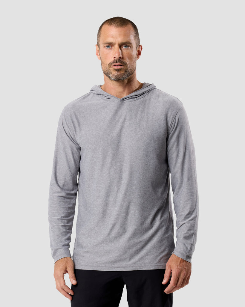 Long Sleeve Hooded Active Tee - Non-Branded-Grey-Regular-Front--Zac---L