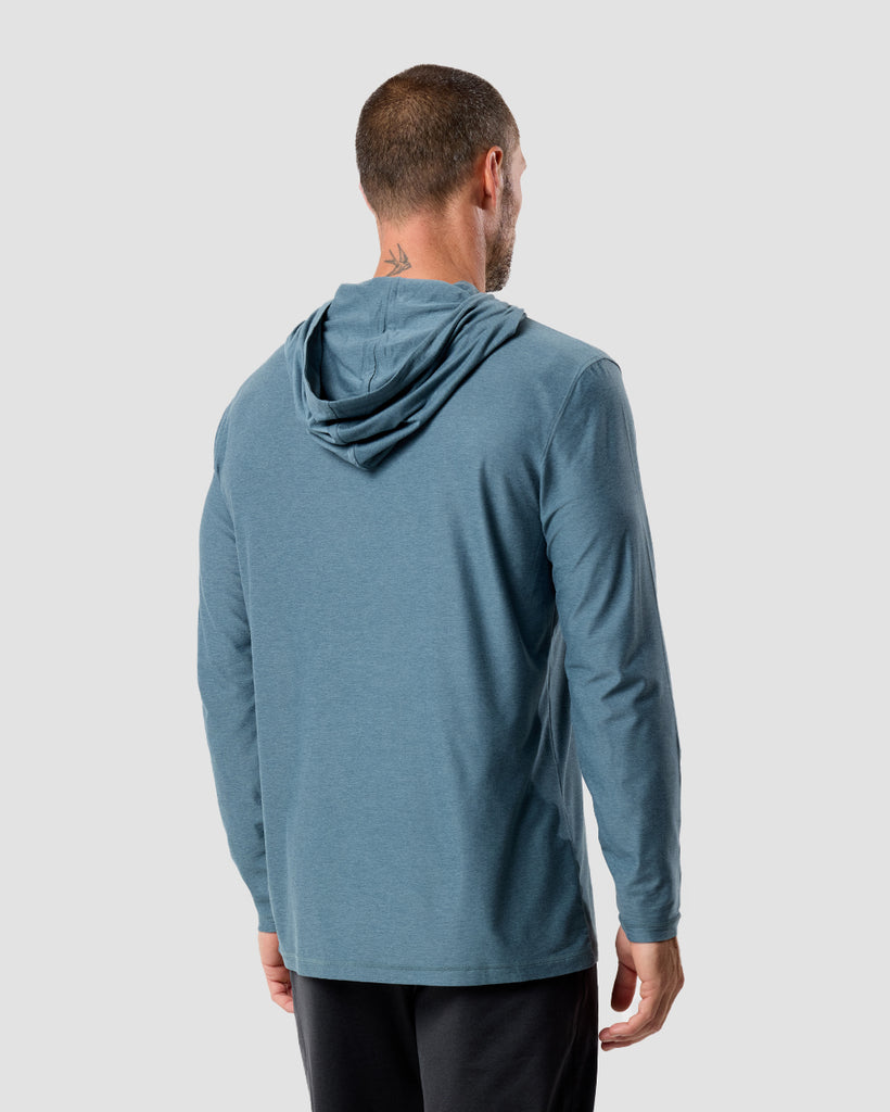 Long Sleeve Hooded Active Tee - Non-Branded-Indigo-Regular-Back--Zac---L