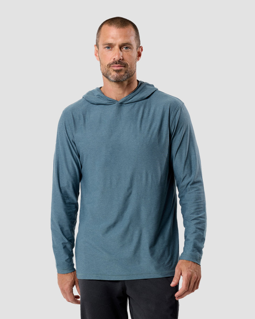 Long Sleeve Hooded Active Tee - Non-Branded-Indigo-Regular-Front--Zac---L