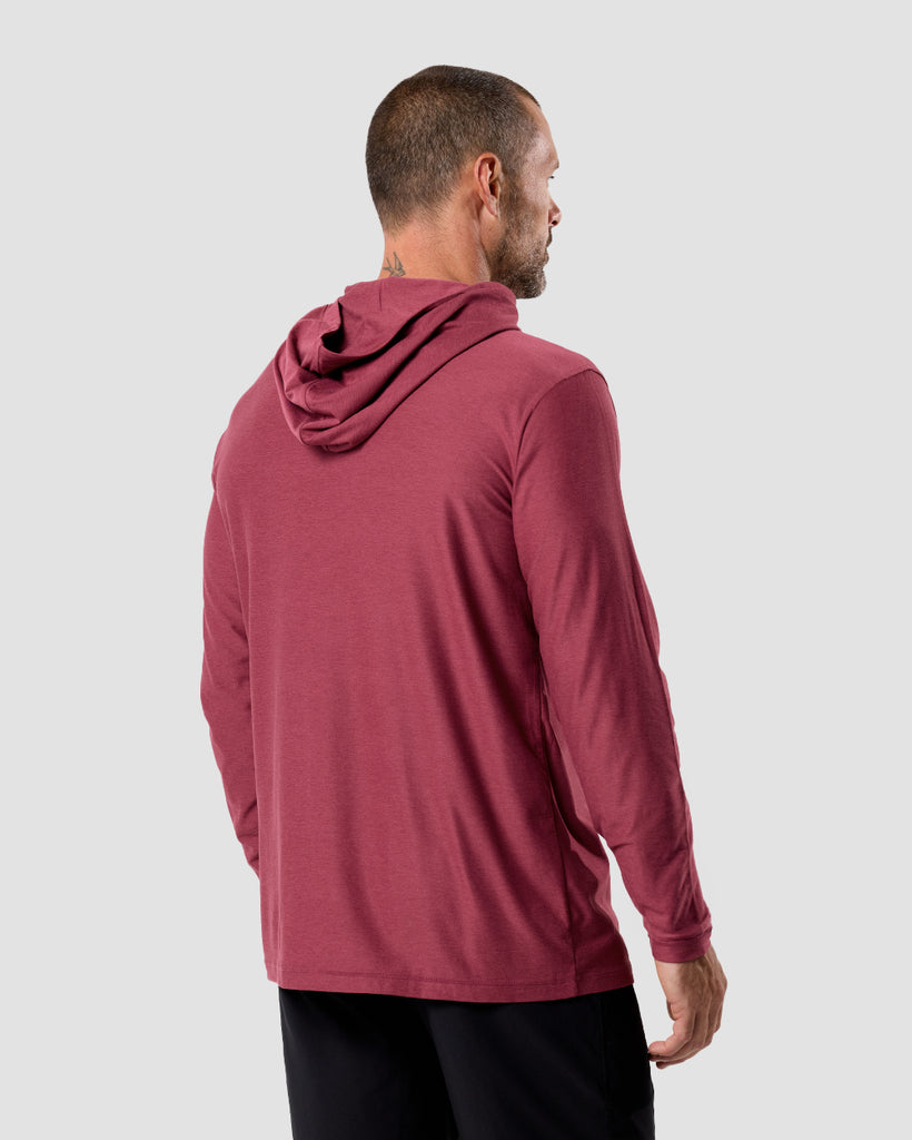 Long Sleeve Hooded Active Tee - Non-Branded-Maroon-Regular-Back--Zac---L