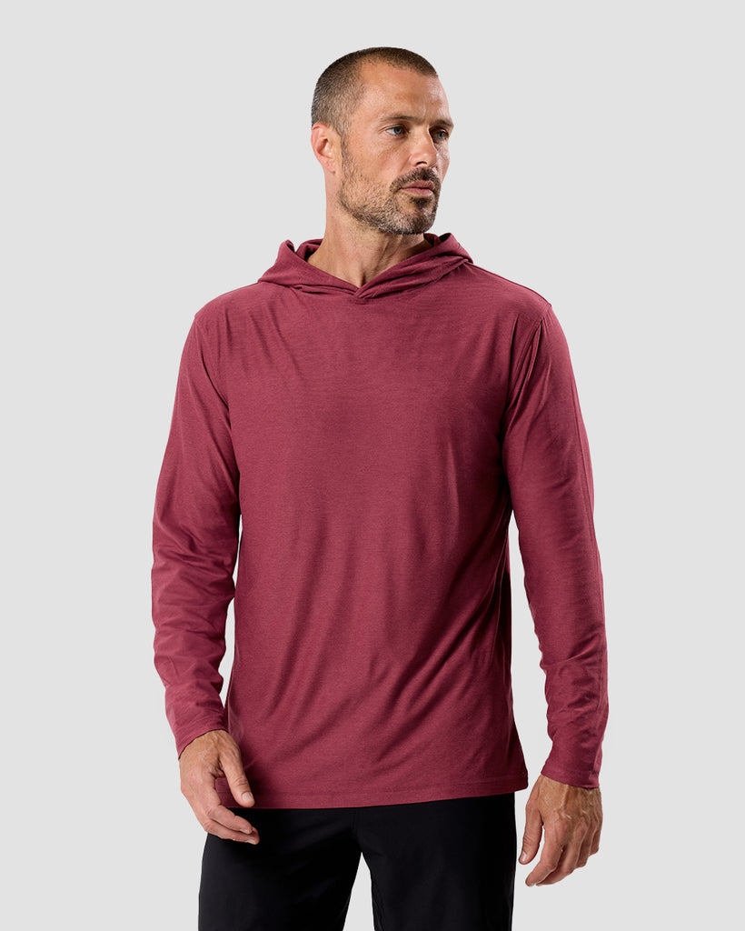 Long Sleeve Hooded Active Tee - Non-Branded-Maroon-Regular-Front--Zac---L