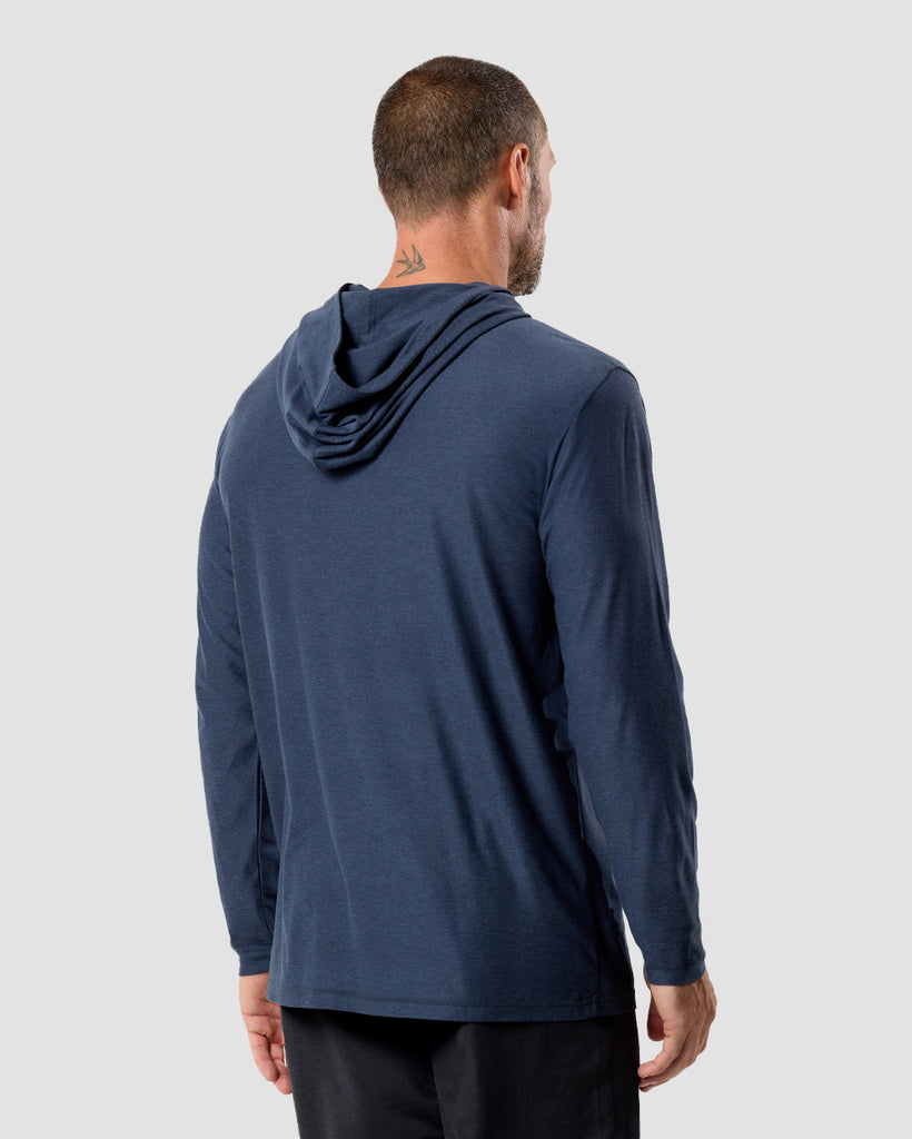 Long Sleeve Hooded Active Tee - Non-Branded-Navy-Regular-Back--Zac---L