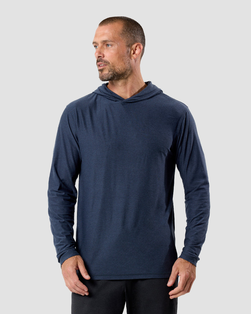 Long Sleeve Hooded Active Tee - Non-Branded-Navy-Regular-Front--Zac---L