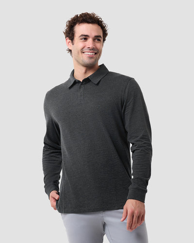 Long Sleeve Polo - Non-Branded-Charcoal-Regular-Front--Model---L