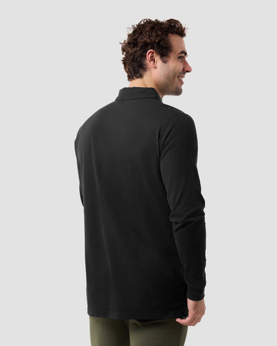 Long Sleeve Polo - Non-Branded-Black-Regular-Back--Model---L