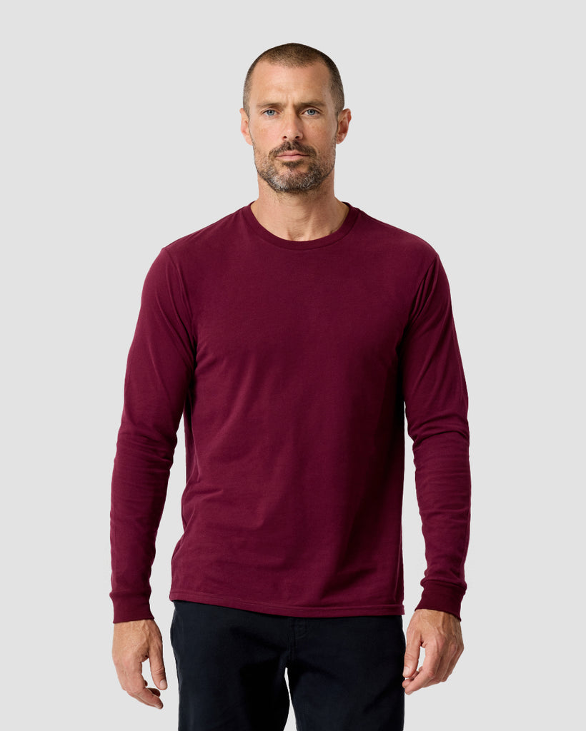 Long Sleeve Tee - Non-Branded-Dark Maroon-Regular-Front--Zac---L