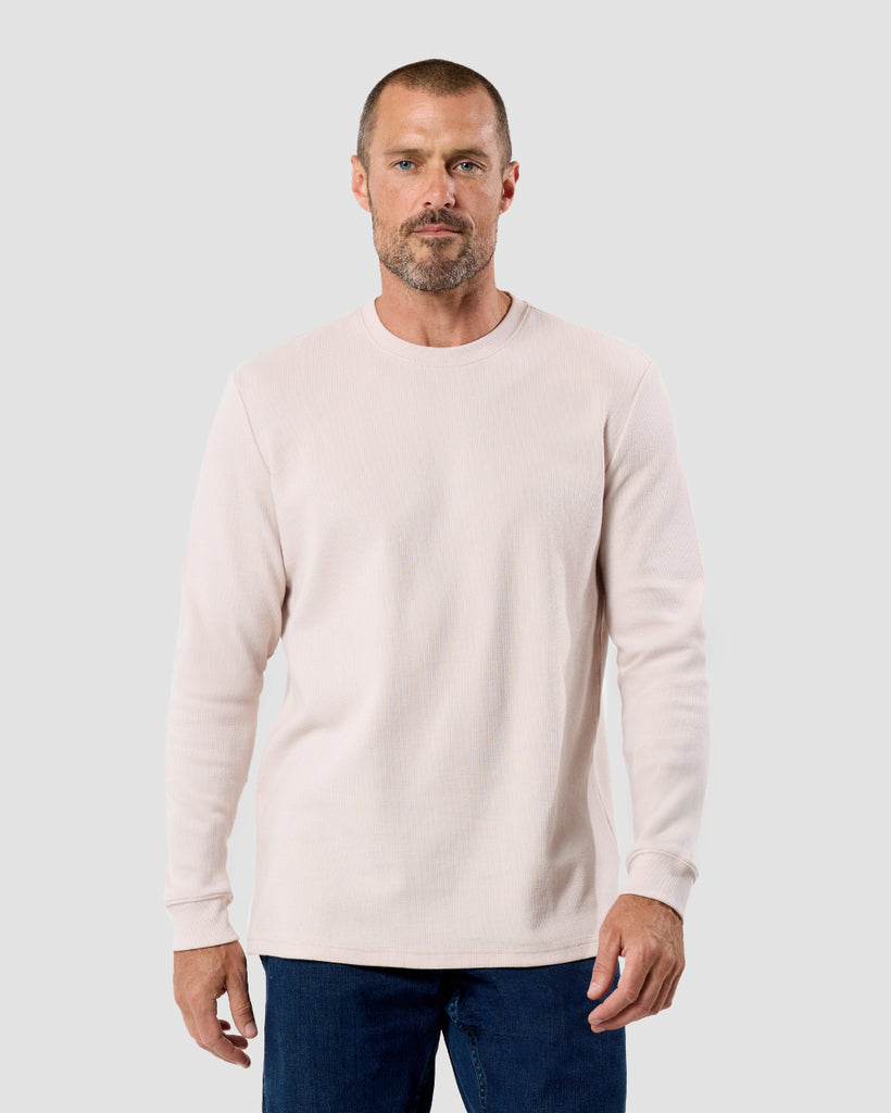 Long Sleeve Waffle Knit Crew - Non-Branded-Beige-Regular-Front--Zac---L