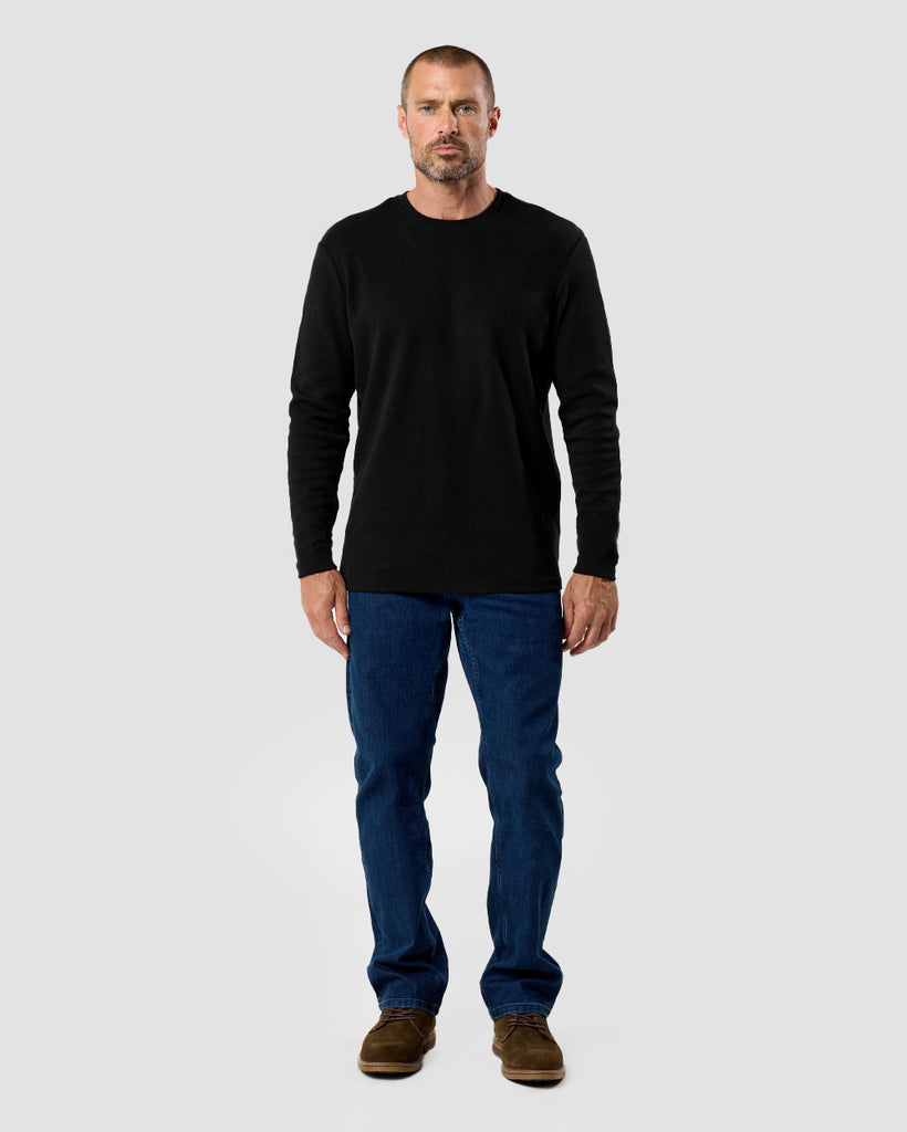 Long Sleeve Waffle Knit Crew - Non-Branded-Black-Regular-Full--Zac---L