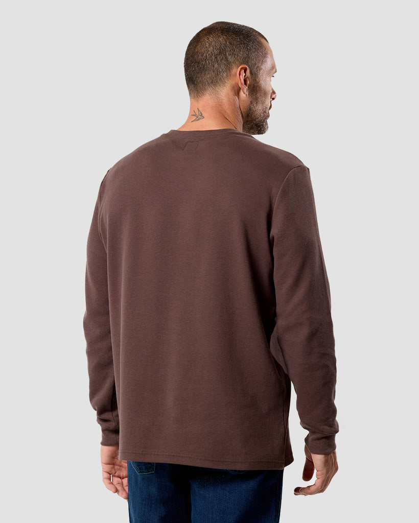 Long Sleeve Waffle Knit Crew - Non-Branded-Brown-Regular-Back--Zac---L