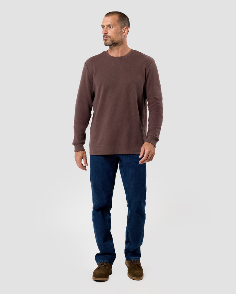 Long Sleeve Waffle Knit Crew - Non-Branded-Brown-Regular-Full--Zac---L