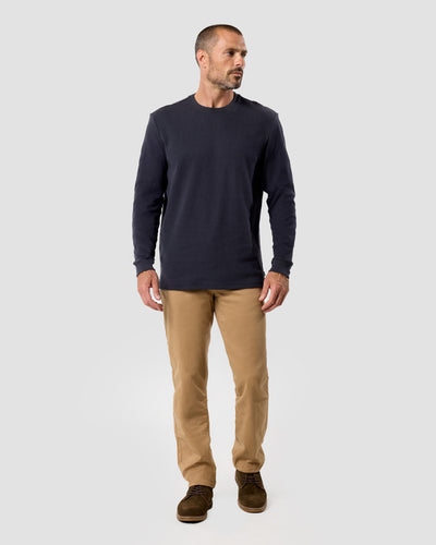 Long Sleeve Waffle Knit Crew - Non-Branded-Charcoal-Regular-Full--Model---L