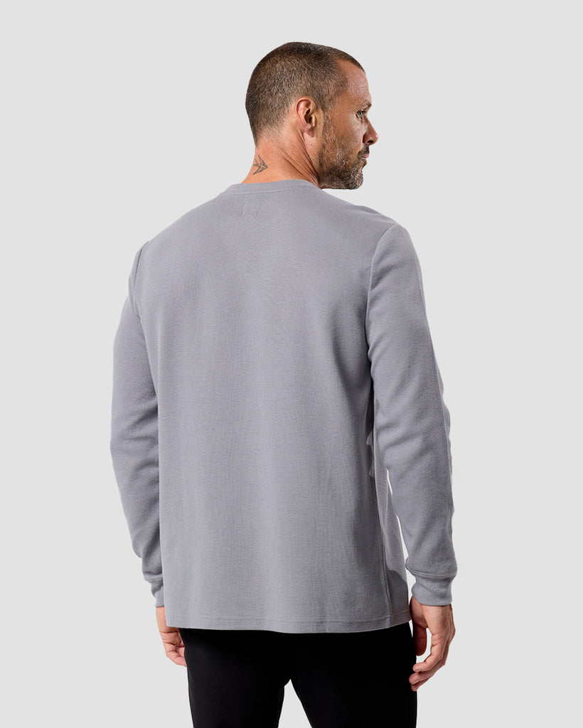 Long Sleeve Waffle Knit Crew - Non-Branded-Grey-Regular-Back--Zac---L