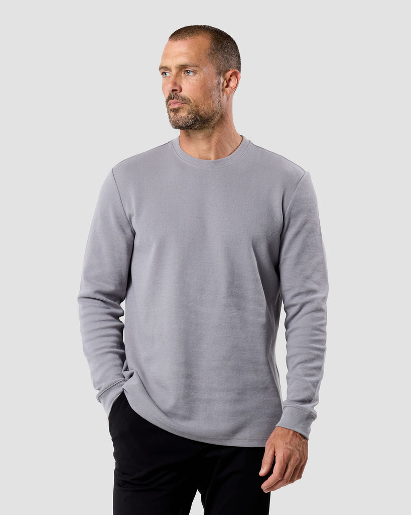 Long Sleeve Waffle Knit Crew - Non-Branded-Grey-Regular-Front--Zac---L