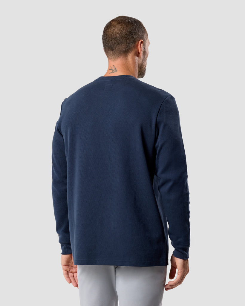 Long Sleeve Waffle Knit Crew - Non-Branded-Navy-Regular-Back--Zac---L