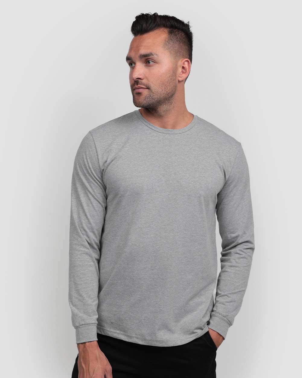 Long Sleeve Tee-Grey-Tall-Regular-Front--Model---L